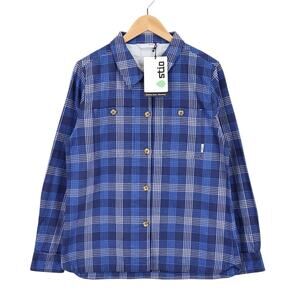 NWT Stio Hutkeeper Heavyweight Flannel Shirt In Mountain Shadow Plaid Blue Large